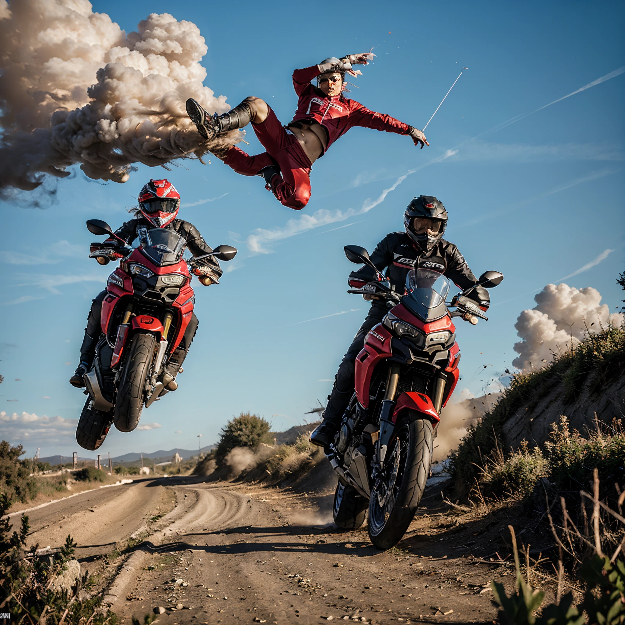 make ducati multistrada drifting red smoke