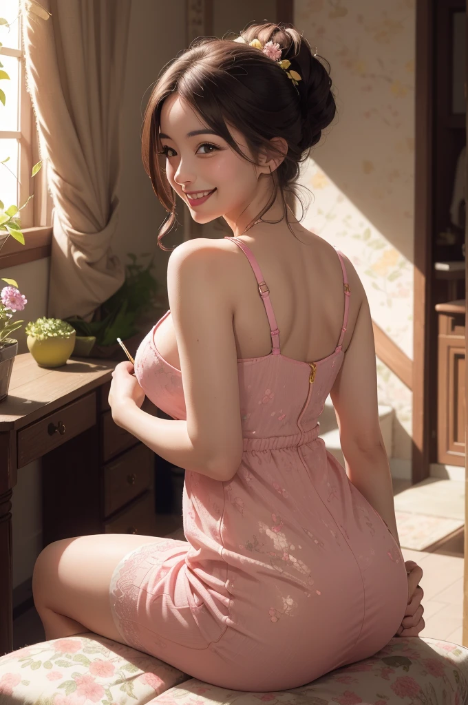 (best quality,4k,8k,highres,masterpiece:1.2),ultra-detailed,(realistic,photorealistic,photo-realistic:1.37),happy,smiling,joyful,girl with a beautiful smile,expressive eyes and enchanting smile,cheerful girl with contagious laughter,warm-hearted girl radiating happiness,lovely girl bursting with joy,perfect smile,graceful face,adorable dimples,lively and vibrant atmosphere,beautifully sunny day in a blooming garden,floral background with vibrant colors and delicate petals,soft and warm sunlight gently shining on her face,sparkling eyes filled with happiness,innocent and glowing smile that brightens up the whole scene,pastel color palette with a touch of pink and yellow,soft and smooth brush strokes,impressionistic style,soft glow casting subtle shadows,serene and peaceful ambiance,blissful and carefree moment frozen in time,her laughter echoing throughout the garden,joyful energy and positive vibes filling the air.