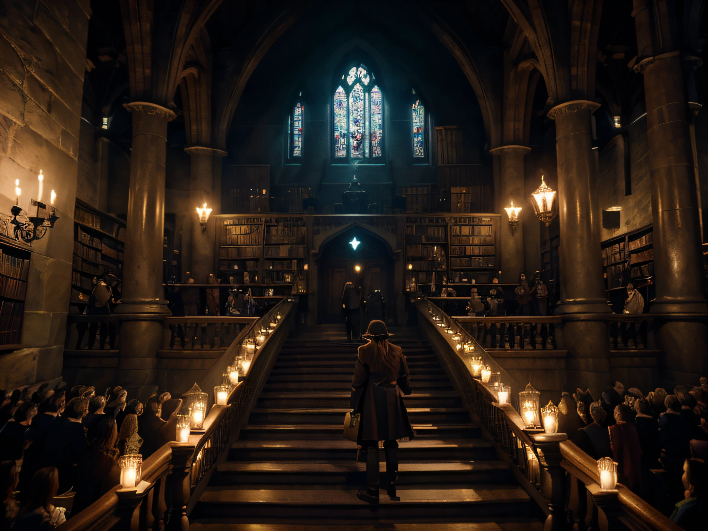 best quality,4k,8k,Altas,master part:1.2,ultra-detalhado,Realistic:1.37,magica,Escola de Hogwarts,estudantes vestindo vestes,biblioteca com livros flutuantes,large hall with long tables and floating candles,sorting hat ceremony,longas escadas sinuosas,mobile stairs that change direction,quidditch match at the stadium,swinging wand,jar of floo powder,Companheiros animais (Corujas, Gatos, Ratos),spells being cast,vassouras voando no ar,magical creatures in the Forbidden Forest,passagens secretas,aula de defesa contra artes das trevas,alchemy potions class,transfiguration class,astronomy tower with telescopes,quadruple patio,vozes sussurrando no castelo,pinturas encantadas,Lumos spell,trem expresso de hogwarts,sala de necessidade,Torneio Triwizard,carro voador,Quill e Pergaminho,cauldron preparing potions,magic wands and their different cores,pena flutuante,aula de encantos,aula de herbologia,estudos trouxas,magic class story,Sonserina, sala comum,Sala Comum Hufflepuff,Sala comum de Ravenclaw,Gryffindor common room