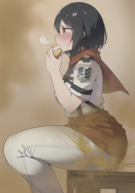 ((mikasa ackerman)),((velocity)),Yellow smoke,Attacked by farts, (((Women sitting)),velocity,(Yellow smoke is rising),i&#39;i&#39;i&#39;i&#39;i&#39;i&#39;dining table)),((One Woman)),((A girl smells a fart and frowned )),((fart while eating)),((blushing)),(​masterpiece:1.2、top-quality)、(the Extremely Detailed CG Unity 8K Wallpapers、ultra-detailliert、Best Shadows)、(细致背景)、(The best lighting、extremely delicate and beautiful)、depth of fields、1girl in、独奏 ,looking arround her,Women wear  scout outfit and wear white legging,Ephemeral,,(),(scout regiment outfit)),((((Girl is embarassed when she smells the bad smell of farts)))),outfit like a scout regiment(like in the anime)),((((profile facing diagonally)))),((i&#39;I closed my mouth with hand feel embarassed...)),(()),((embarassing look)),((massive fart)),((fart text))