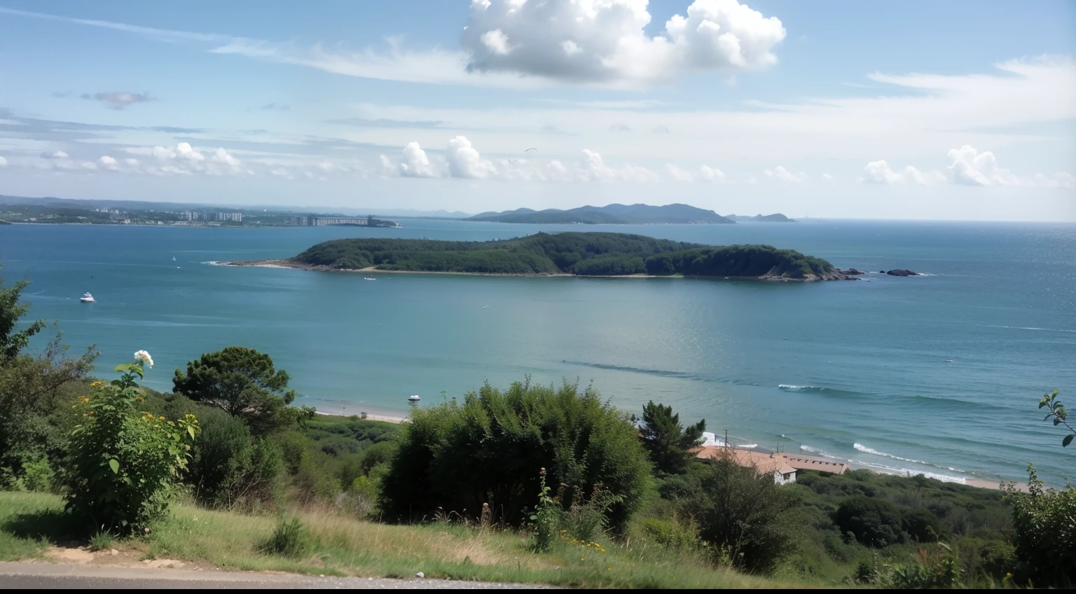 Windy natural scenery, You can see the distant sea and the weather is clear.