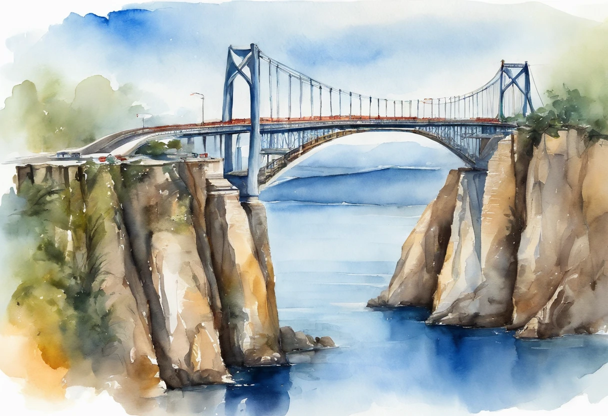 Dalian Xinghaiwan Bridge Suspension Bridge Blue Theme