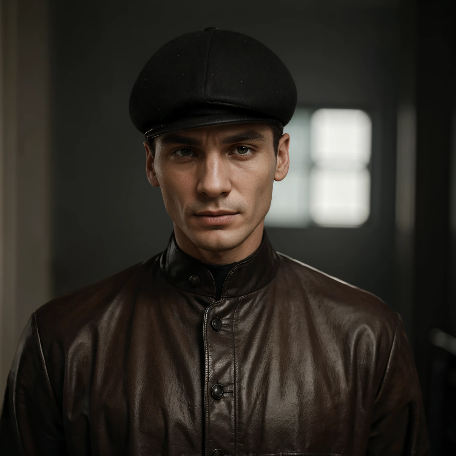 Foto estilo Thomas shelby terno preto e boina preto