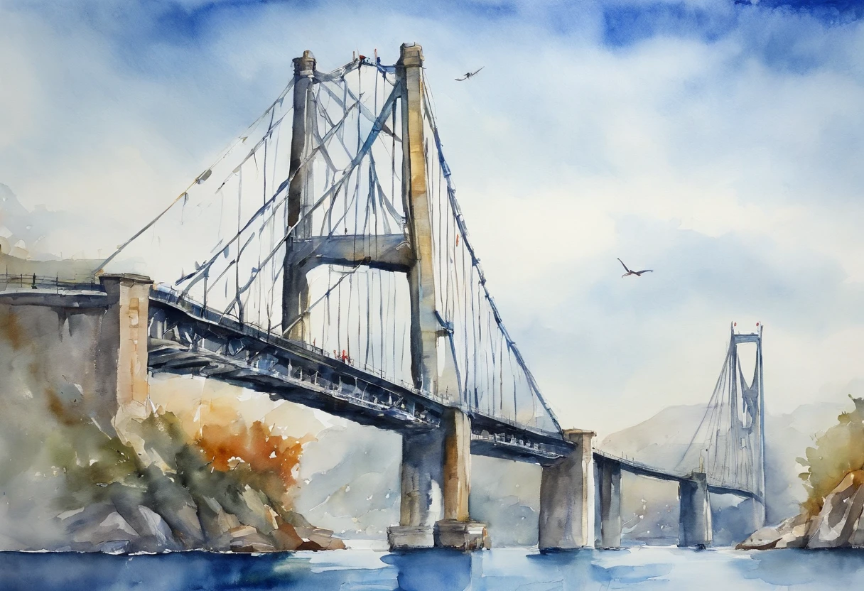 Dalian Xinghaiwan Bridge Suspension Bridge Blue Theme