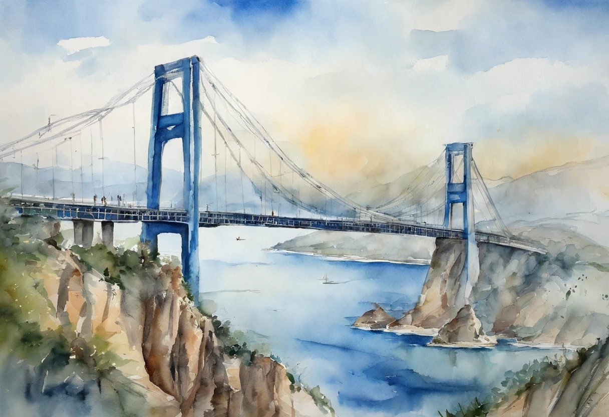 Dalian Xinghaiwan Bridge Suspension Bridge Blue Theme