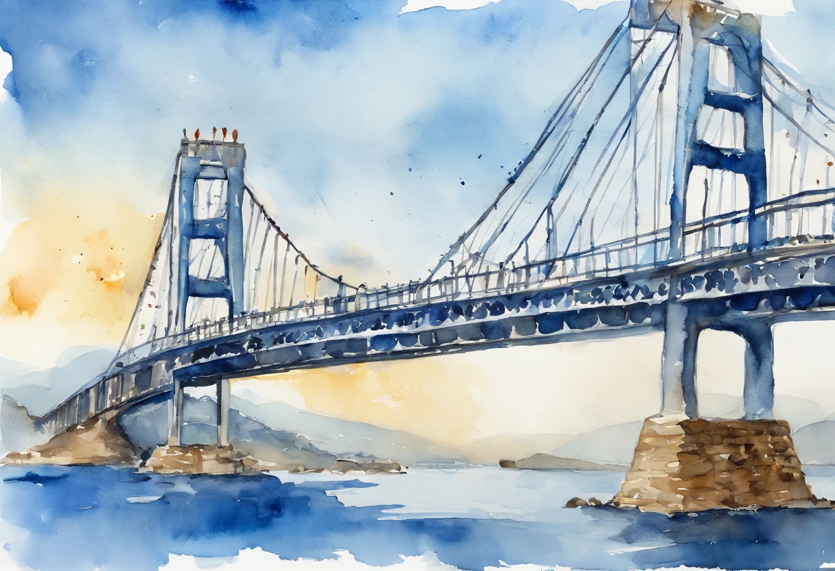 Dalian Xinghaiwan Bridge Suspension Bridge Blue Theme