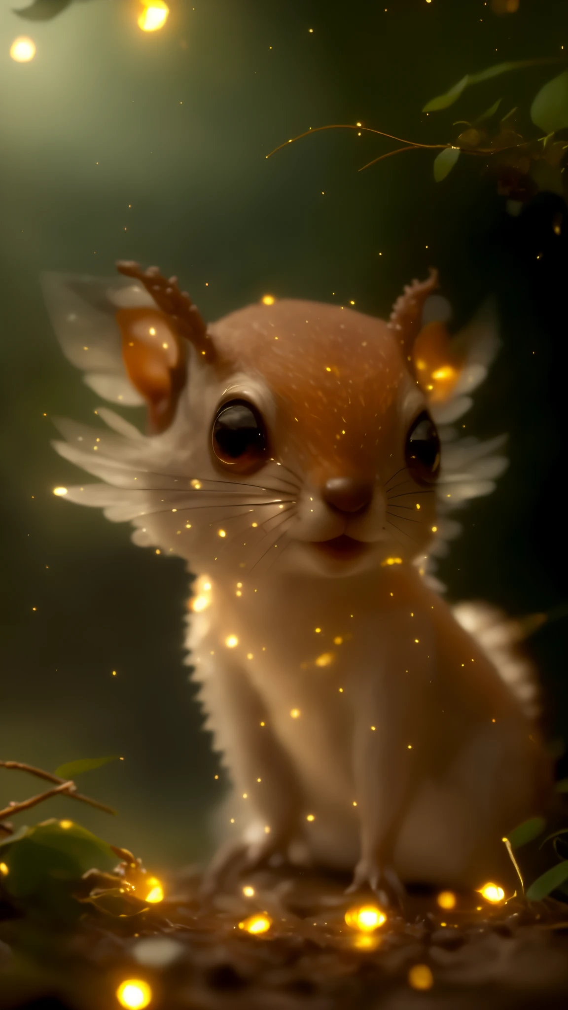Close-up angle of cute tiny fireflies, Squirrel, tasseled ears, illuminating the bush, a detailed painting, cgsociety, Detailed painting, artstation hd, high detail, cgsociety, photo realism, Concept art, artstation hd, official arts, bokeh, 真实感, Realism, Squirrel, tasseled ears, holding a nut in his paws, acorn, tmasterpiece, Brad Jongsan walks in the jungle (Night of the Fireflies), (higly detailed: 1 1), rough face, natural skin, hiquality, NSFW, pretty eyes, (Detailed face and eyes), (s face: 1 2), tumult, Complementary, real-photo, ...PSD, Lightweight Film Photography, sharp-focus, contrast lighting, Detail Skin, high resolution 8k, Crazy detailing, Realistic, professional photo of a, 8K UHD, dslr, soft light, hiquality, film grains, Fujifilm XT3