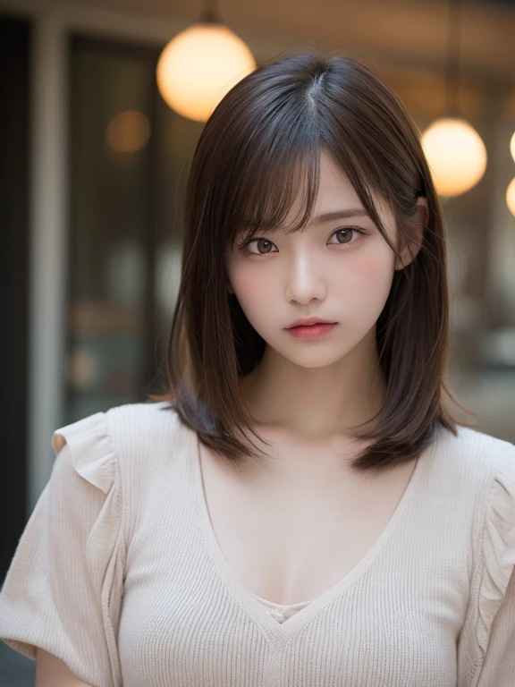 (masterpiece:1.3), (8K, Photorealsitic, Raw photography, Top image quality: 1.4), 25 year old girl、Super Detail Face、Eye of Detail、二重まぶた、foco nítido:1.2、prety woman:1.4、light brown hair、poneyTail、Natural Color Lip、top-quality、masterpiece、超A high resolution、(Photorealsitic:1.4)、very detailed and professional lighting、Wearing string pants、slender、Sad look、Transparent skin、randome pose、Glowing hair、Gravure Model Pose、