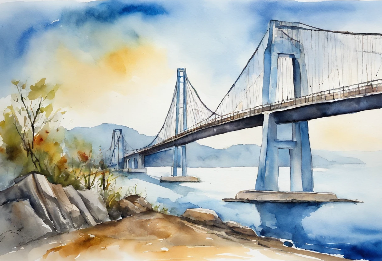 Dalian Xinghaiwan Bridge Suspension Bridge Blue Theme