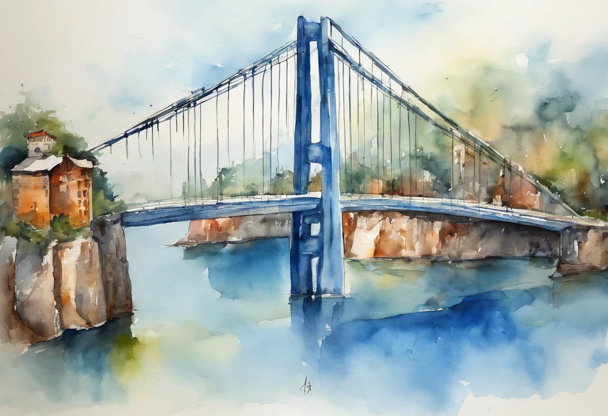 Dalian Xinghaiwan Bridge Suspension Bridge Blue Theme