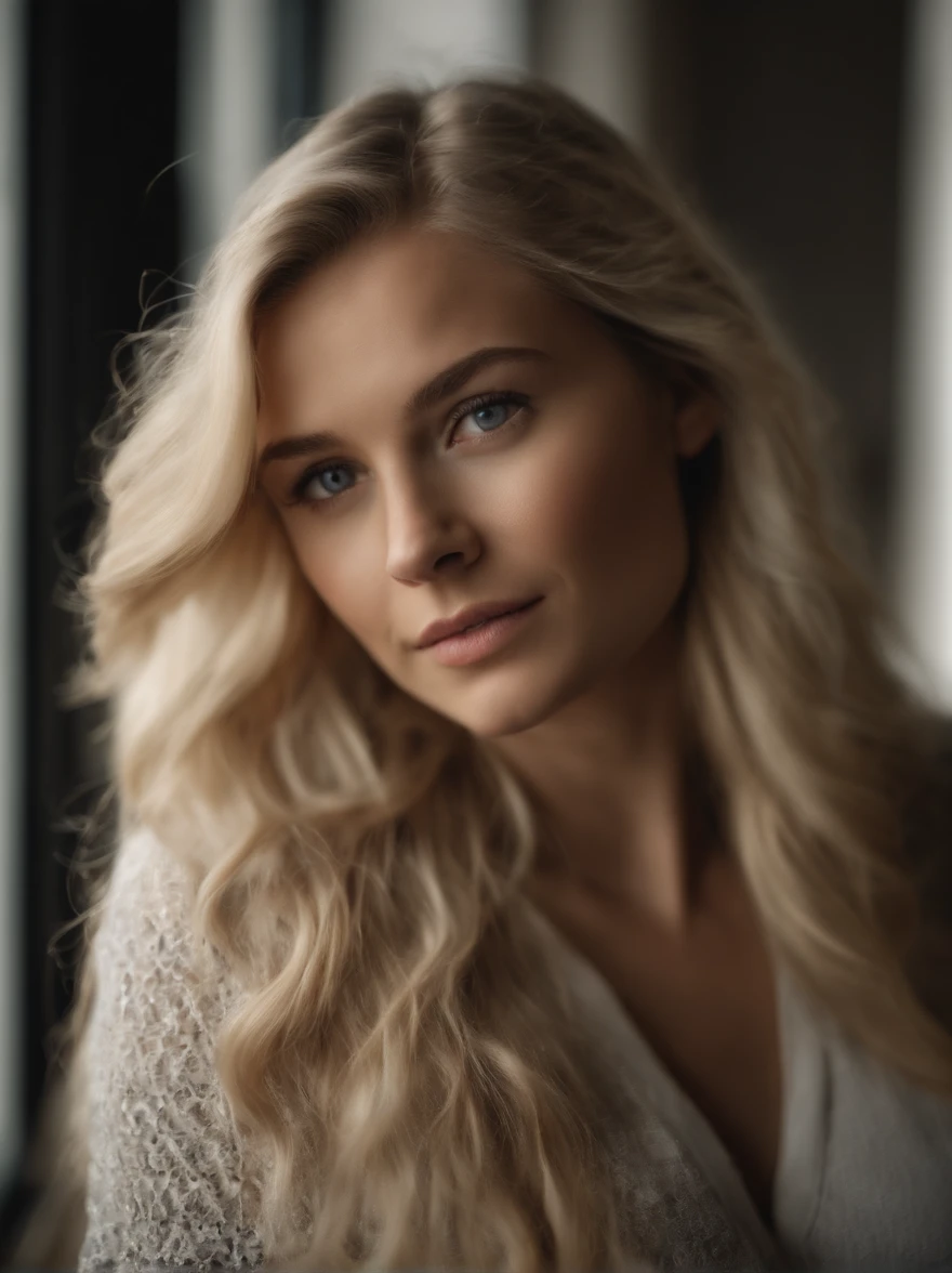 A full body closeup shot of a beautiful woman in Ultra HD Ultra High Pixel High Detail, Blonde lange Haare, 23 Jahre