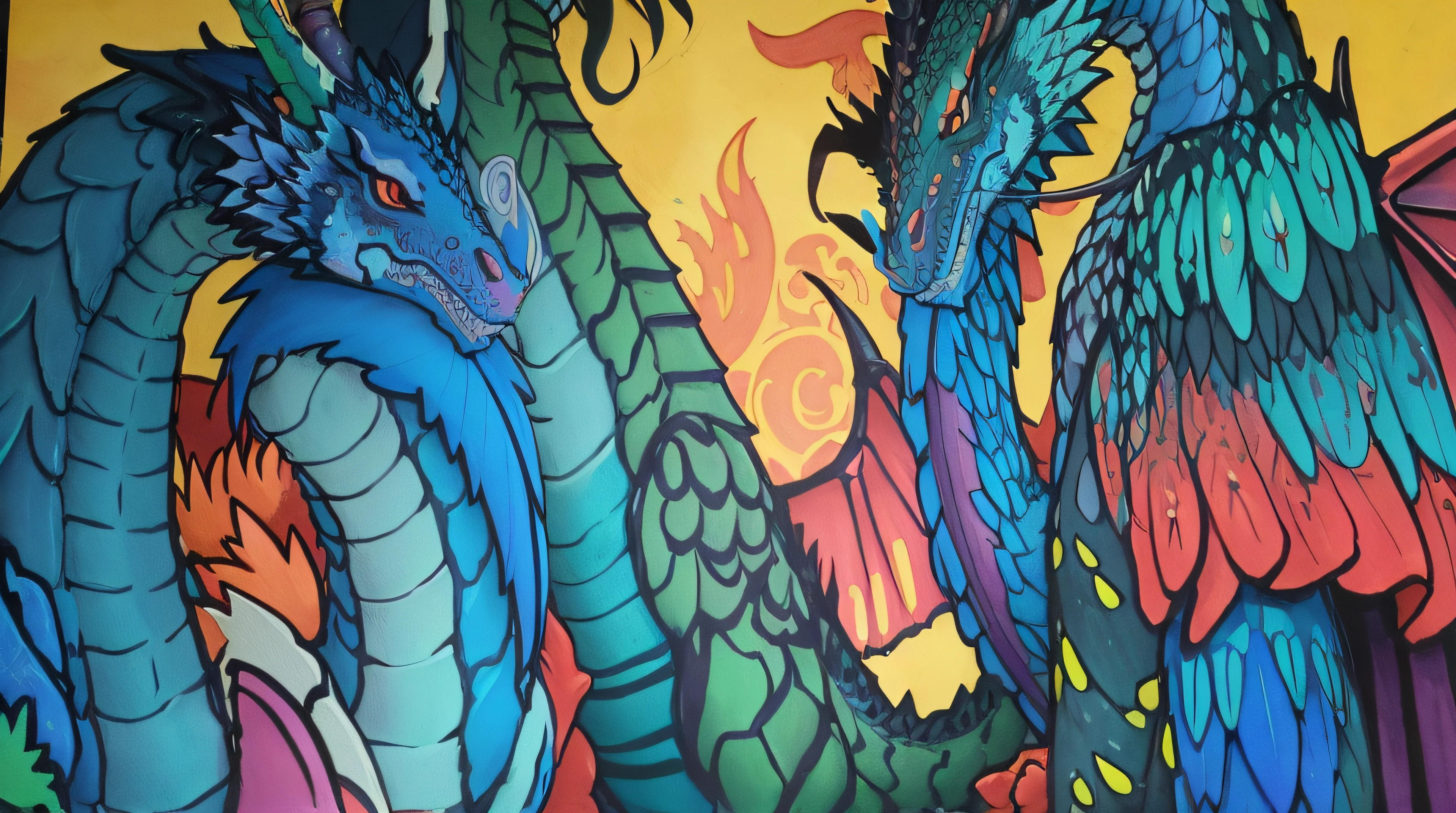 colored drawing of a group of dragons, Detalhe de tinta superfina, incredible details;, hyper detail illustration, colorido hiperdetalhado, cores detalhadas, arte de linha colorida, fechar detalhes, arte detalhada em cores, foto colorida de close up, arte colorida do doodle, detalhes e cores vivas, full-colour illustration, pintura ultrafina detalhada, Coloridos!! altamente detalhado