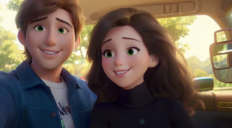 "(best quality,4k,8k,highres,masterpiece:1.2),ultra-detailed,(realistic,photorealistic,photo-realistic:1.37),DSLR-quality,beautifully composed,perfect lighting,](Two lovers),(happy,joyful),selfie,(bright,breathtaking),(natural,scenic) background,deep blues and vibrant greens,soft sunlight streaming through the trees,gentle breeze caressing their hair,classy outfits and stylish accessories,loving gaze in their eyes,natural smiles and laughter,handsome man and beautiful woman,memorable moment captured,perfect framing and composition"