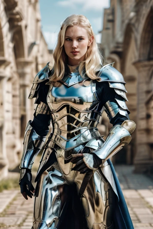 dbwl woman with (((many huge beauty marks on her) ) natural pale white skin)  
,  SFW,  
 ( (full body portrait)),   natural (  (pale light blonde eyelashes) ),  wearing chrome knight armor, blue eyes, medieval background, fighting stance, holding sword,
 detailed Natural pale white skin  with (((many huge round beauty marks))) , smile, sexy, (light pale blonde eyebrows), side_buns_hairstyle,
 in frame,  happy, sharp focus,
detailed, natural light blonde,  outdoors, sunny, high resolution, photograph, RAW photo, [[skin blemishes]], chr0me4rmor