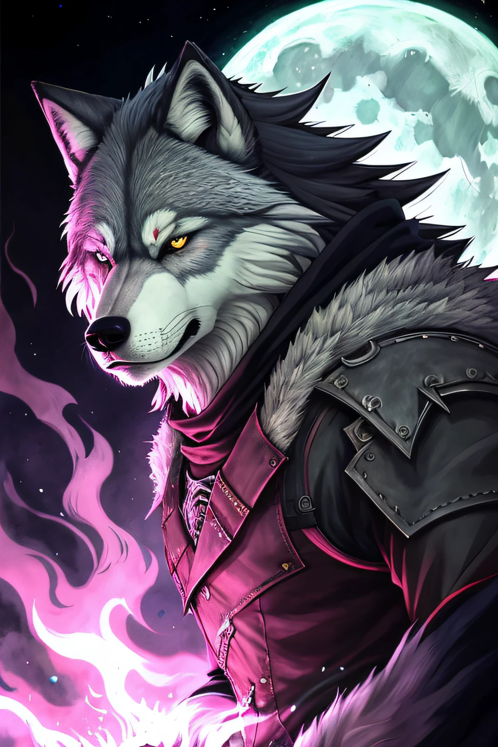 anime, un lobo con un fondo rojo, se muestra, Fenrir, Lobo en el infierno, Cara de lobo en primer plano anthro, Arte detallado del anime digital, Gloomy - Wolf, Lobo gris oscuro O'Donnell, ilustraciones detalladas del anime, Lobo Negro, hombre lobo", Arte detallado del anime, Gran lobo, an anthropomorphic wolf, por Lisa Nankivil, hombre lobo, lobo