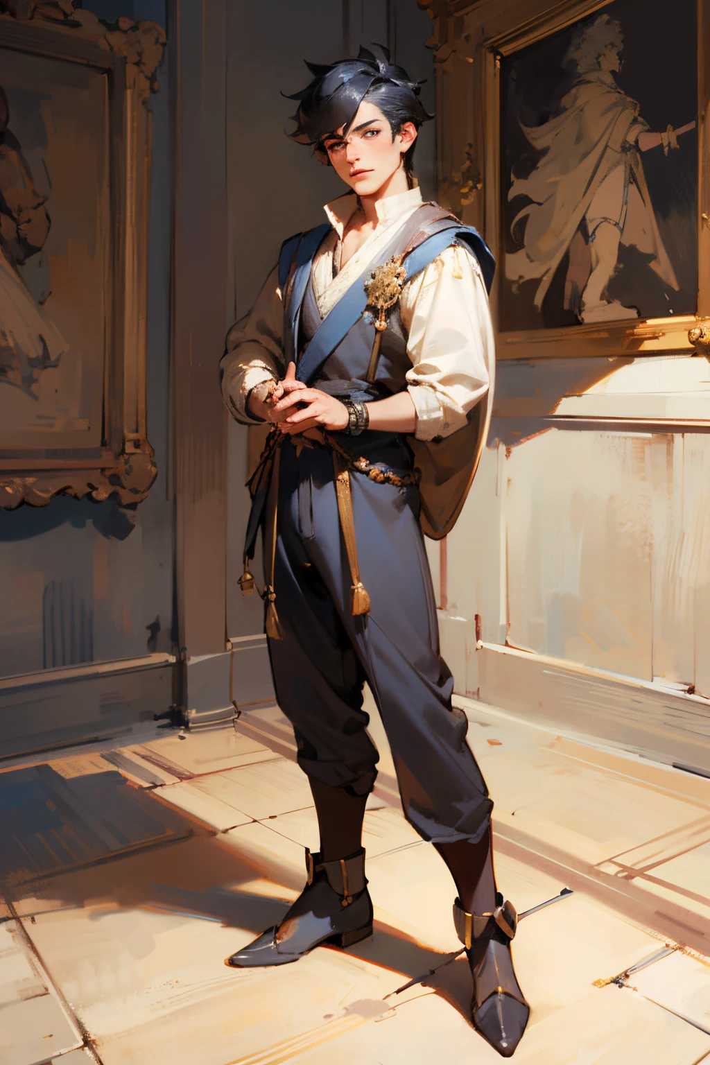 ((best quality)), ((masterpiece)), (detailed), perfect face, male, dnd, gm, dungeon master, full body pose