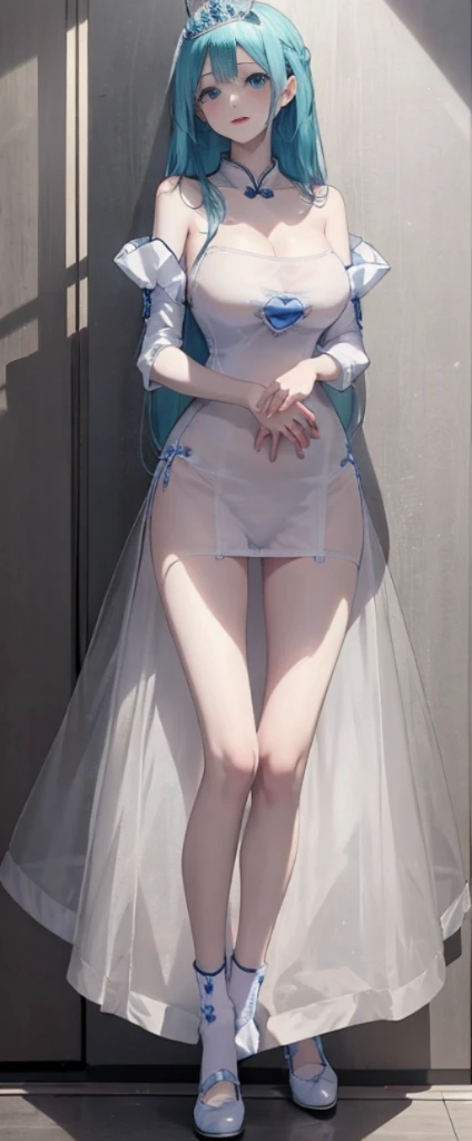 (fully body photo),Fluorescent background,(1 Witch,Flash fluorescence,military hat,Transparent tulle kimono,Delicate tiara,ssmile),(paper art,Quilted paper art,geometry),(Lots of colors,Best quality at best,high detal,tmasterpiece,movie light effect,4K,lightand shade contrast),Blue transparent tulle cheongsam,pigtails,Red knee-length socks,luminous totem,eBlue eyes,green hair and big breasts,long braid,