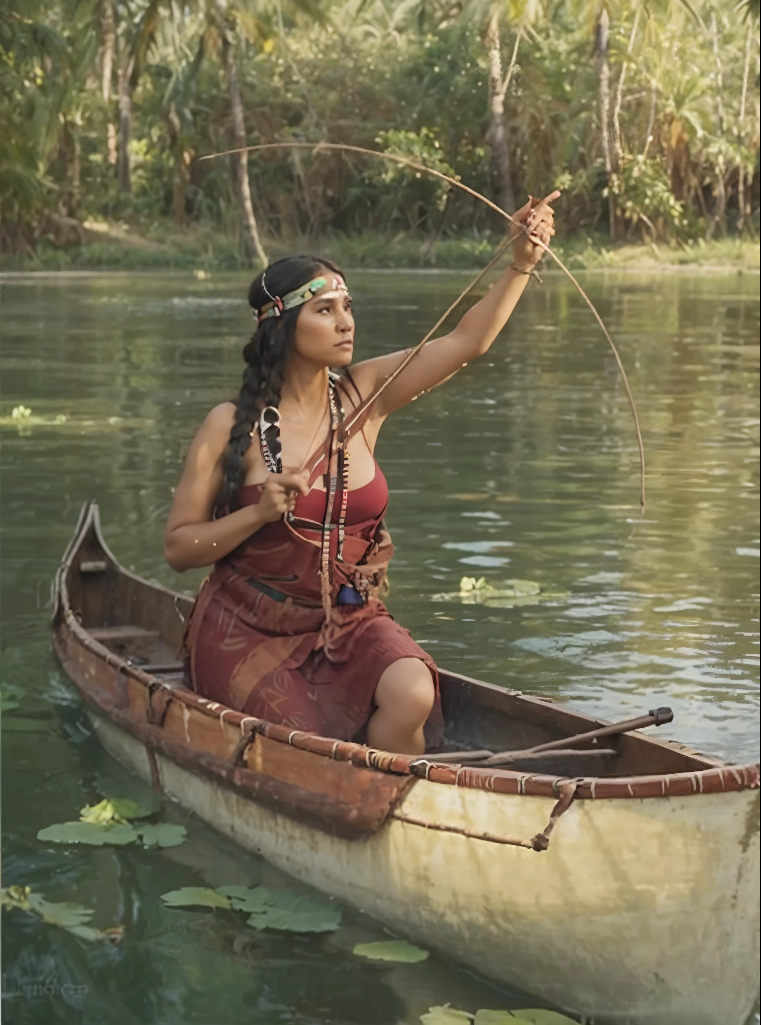 arte realista, iluminada, arte digital, indigenous woman contractions