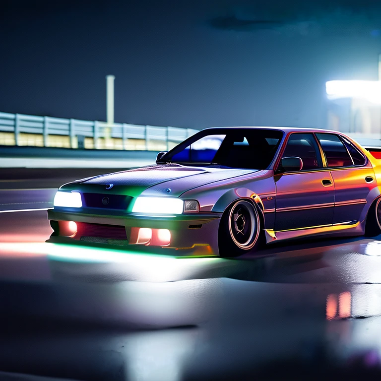 A car drifting in the night
