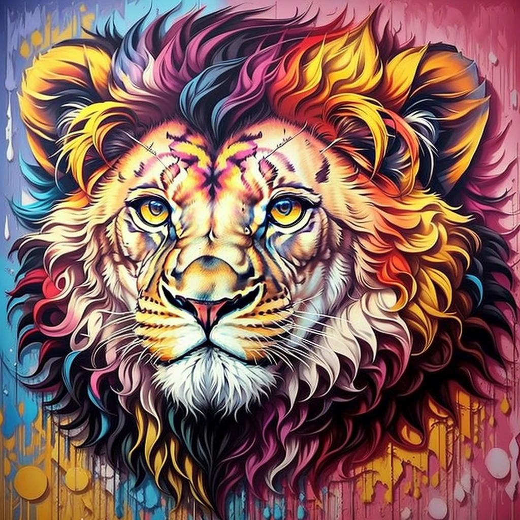 (baby lion), Eduardo Kobra acolchoamento ,multidimensional geometric PORTRAIT wall, arte, chibi,
yang08k, lindo, colorido,
obras-primas, qualidade superior, melhor qualidade, arte oficial, beautiful and aesthetic,