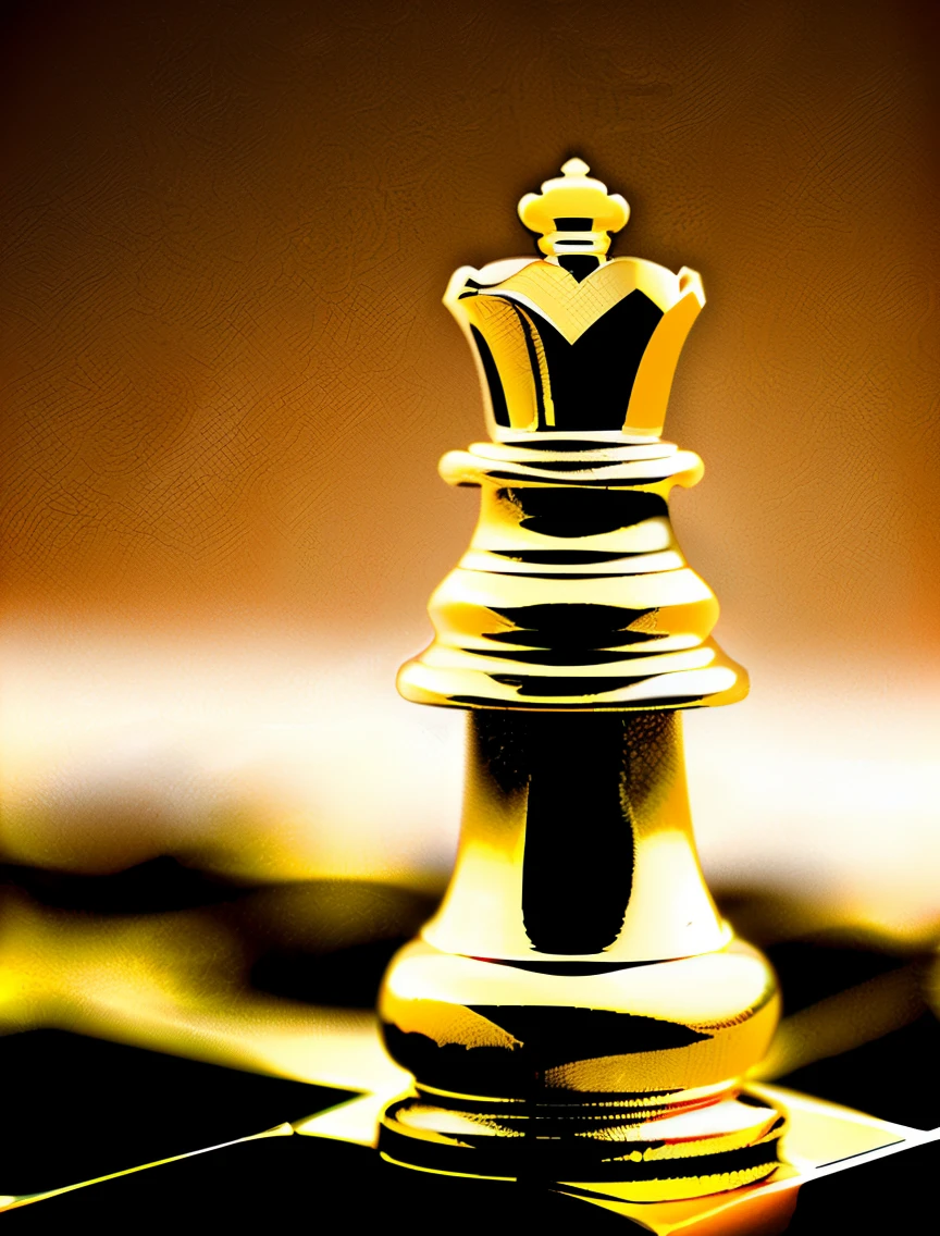 a golden chess piece with a snake head, Rainha do xadrez, rainha de xadrez brilhante, Chess piece, no background