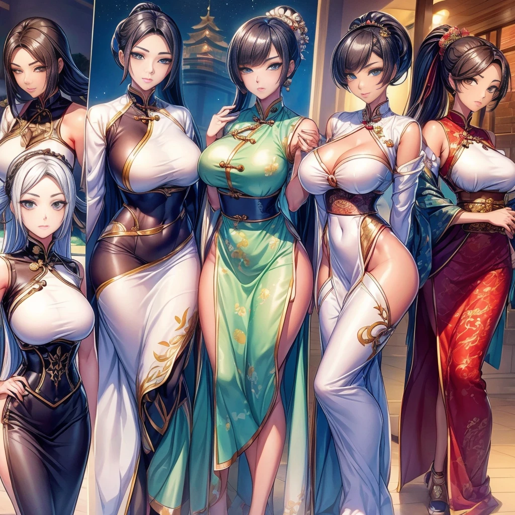 Blue eyes、bionde、oiran、short hair、More than one person、((Three women:1.5))、Three people lined up、On the chest、tattoo、Clothes got wet、Hair tied up、Full body photo、Sexy Face、short hair、 A look of complete lust、(((masterpiece,NFSW)))、((Highest quality))、((超Realistic))、Mature woman、Mature woman、Very detailed、The perfect temptation、Best image quality、Fine-grained image quality、beautiful、European, woman, French, woman Italian, Italian, smile、Blue eyes、jewelry, Blue eyes, Realistic, High resolution, Soft Light,Hip Up, Glowing Skin, (Detailed face),tattoo, jewelry, , night, bionde, Wavy Hair,attractive appearance, smile, Perfect Style, Perfect balance, (Realistic:1.3,Visual Arts,Written boundary depth、Highest quality,8K quality,masterpiece:1.3,High resolution,Tabletop:1.2),and(2, Gold Kimono, Golden underwear, Golden Good, Golden panties, Golden choker),(Long Hair:1.2,bionde:1.3), Blue eyes, Clothes come off,I can see your thighs,I can see your pants,Perfect face with attention to detail:1.5,normal hand:1.5,normal finger:1:5,Normal legs:1.5,new year,shrine,Backstreets,background(Shining meteors,golden dragon flying),Exquisite design,Best lighting,