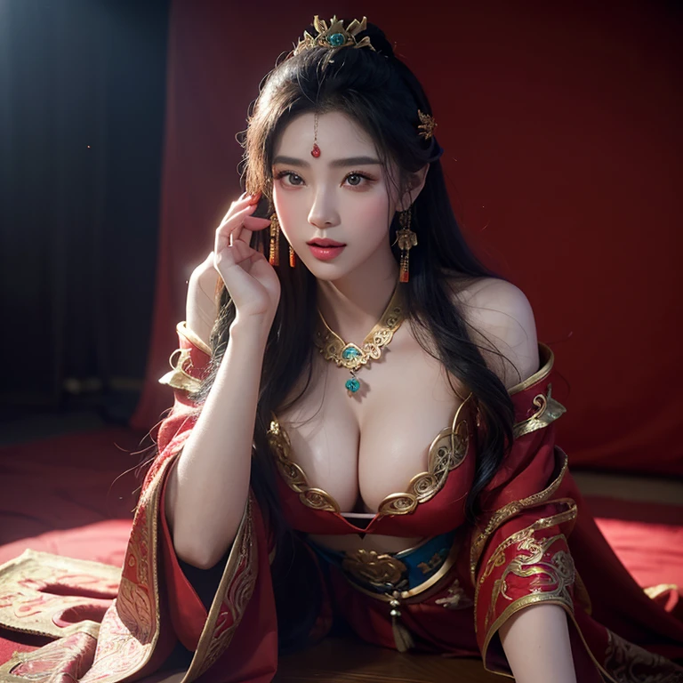 1 Girls Ancient Chinese Fantasy Clothes，Beautiful Realistic Prestige KDA Goes All Ahli for League of Legends，The face is red，Large cleavage，Hollow breasts，Role-playing BDSM，Highly fantastical，intaglio，，bigger，The content is very detailed，8K，A high resolution，独奏，Juicy big lips，thick juicy thighs，putting makeup on，Shiny room，Just look at the audience，realistically，Cinema 4D，Render by Octane，Innovative，Mystic aura， Smoke rises around Ahli，Illuminati style，Use advanced machine learning，sub-magazine photo style，pixiv trends，Citizen Trends，Perfectcomposition，SFW，Professional Quality，unreal-engine，ssmile，being thin，T-shirt members，The face is red，，Role-playing BDSM，Highly fantastical，Intaglio printing，，bigger，bigger，The content is very detailed，8K，A high resolution，独奏，Juicy big lips，putting makeup on，watch audience，realistically，Cinema 4D， Octagonal rendering，Innovative，Mystic aura，Smoke rises around Ahli，，Use advanced machine learning，Fairy tale background，pixiv trends，Citizen Trends，Perfectcomposition，SFW，Professional Quality，unreal-engine，ssmile，Sexy whole body wearing thong