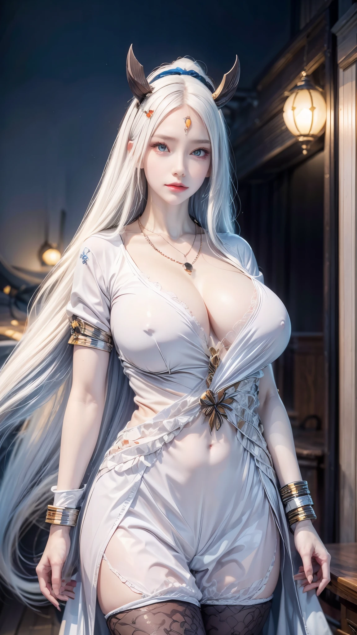 realistic, 1 women, best quality, 12k, HD, long hair, big round , cleavagail, necklace, jewelry, shorts, short jacket, slim hips, hair tie, yellow eyes, black hair, super detailed, Eye details, hair details, person details, mouth details, face details, breast details,es details, hair details, pants details, hand details, whole body