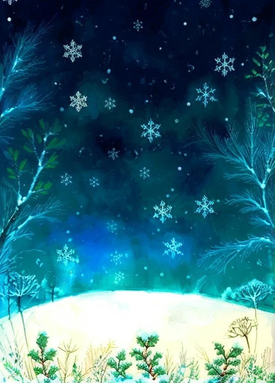 line white art drawings blue snow