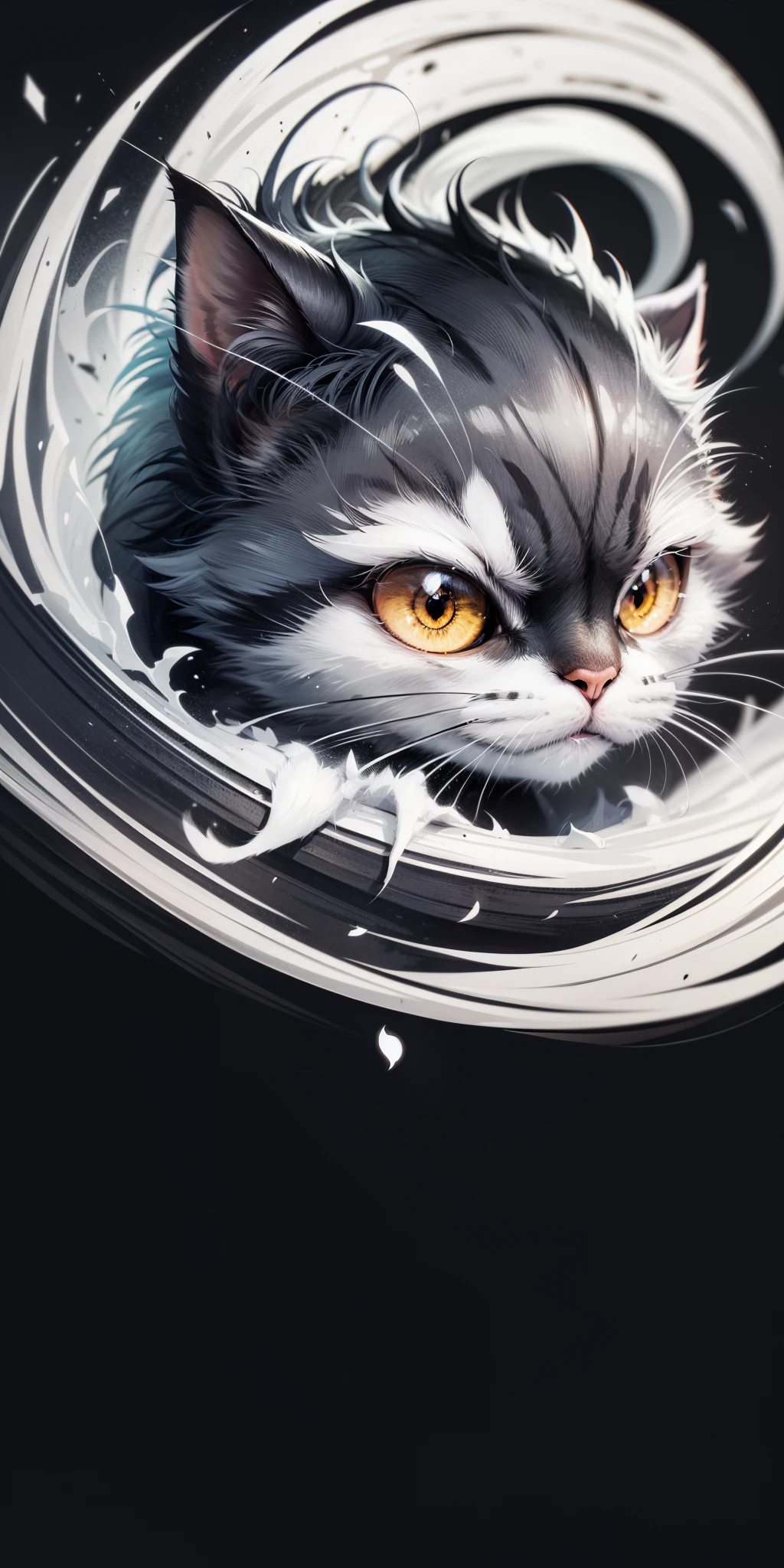 logo, vector, 2d , black and white, cat cute --auto --s2