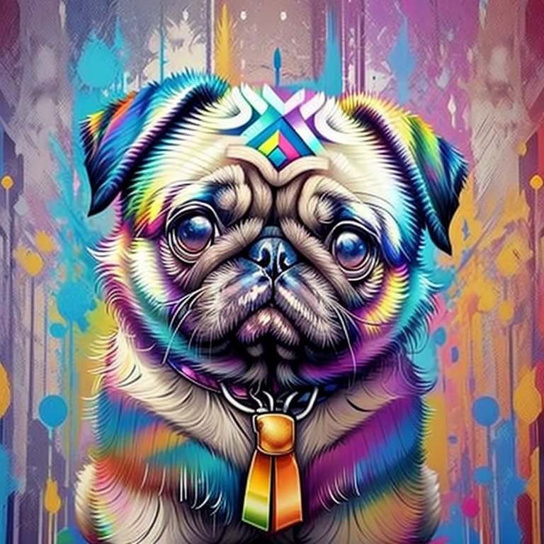 (pug puppy ),(melhor pose),(best angle), (better expression), Eduardo Kobra acolchoamento ,multidimensional geometric wall PORTRAIT, arte, Chibi,
Yang08k, lindo, Colouring,
Primary works, qualidade superior, melhor qualidade, Arte Oficial, Beautiful and Aesthetic, pelos coloridos,