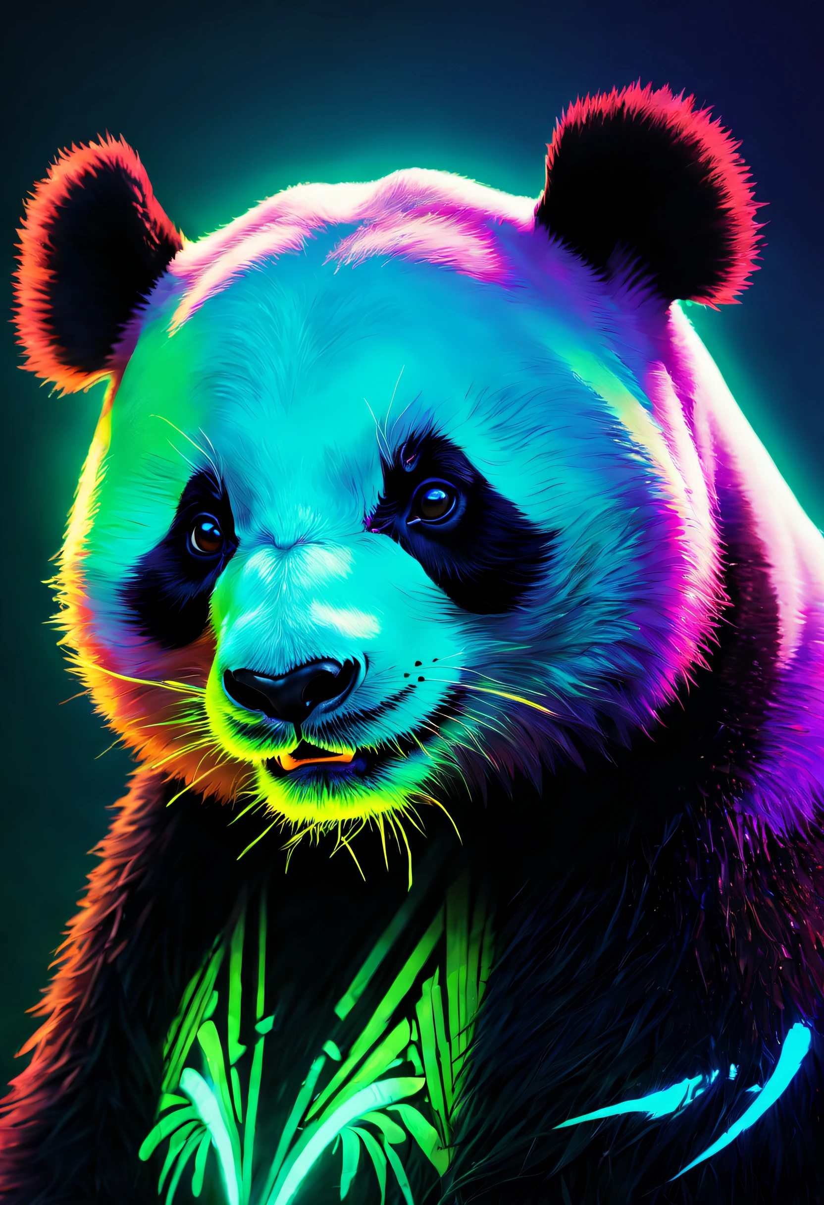 Portrait of a Panda with blacklight makeup, fantasy, highly detailed, digital painting, artstation, concept art, sharp focus, illustration,