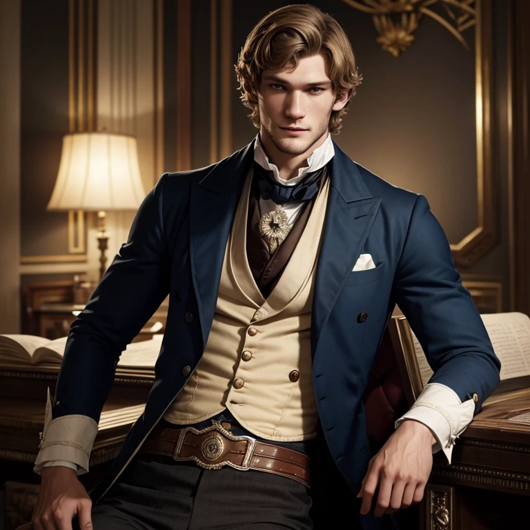 Hombre hermoso, Alex Pettyfer, Parte superior del cuerpo, British regency attire from the 19th century era