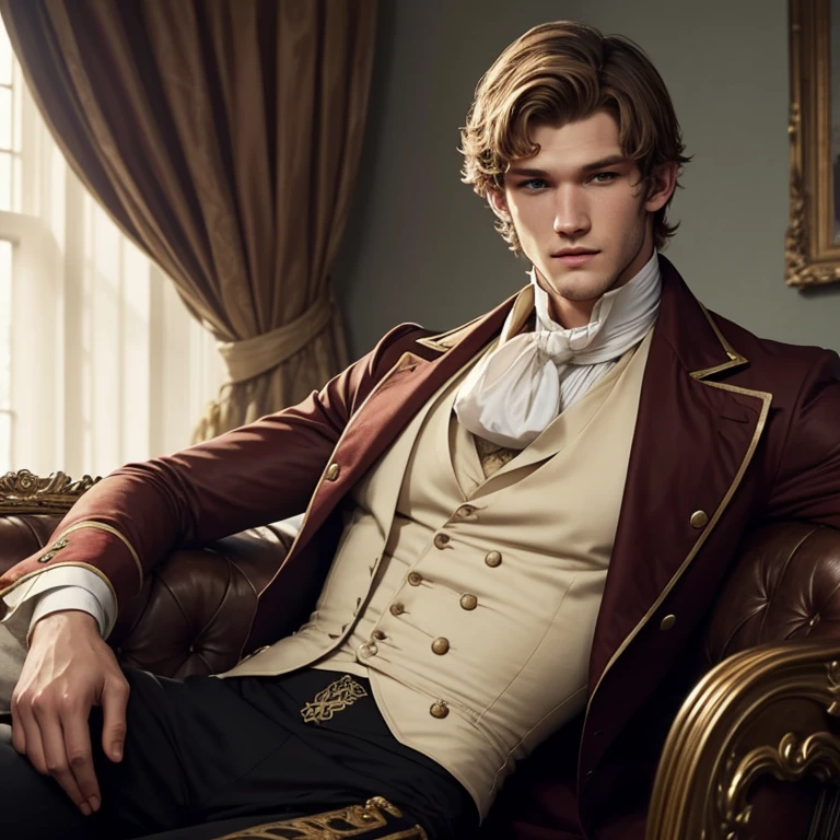 Hombre hermoso, Alex Pettyfer, Parte superior del cuerpo, British regency attire from the 19th century era