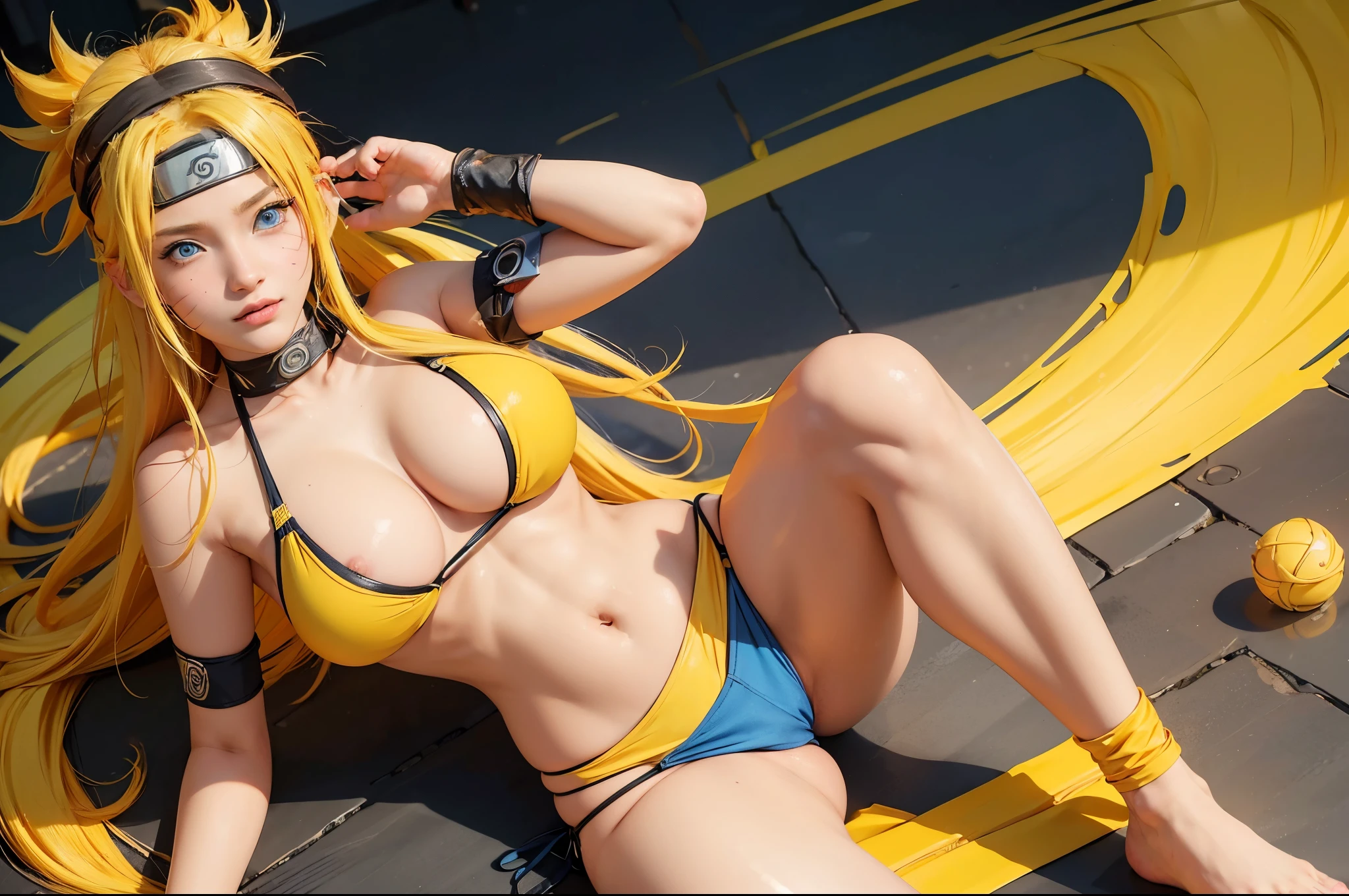 generate 5Narutoes all with yellow hair from naruto anime, best quality, masterpiece,so manygirl, smile, raytracing, ultra detailed, 8k wallpaper, wide hips, tsundere face, large breast, ninja headband. (long hair:1.1),yellow hair, ((blue eyes)), looking at viewer, collarbone, orange bikini, cleavage, female, at ramen shop, eating ramen. surrounded by narutoes, cat whiskers cheek, (((more than 2 narutoes))) full body picture, full body shoot, ((kage bunshin no jutsu)), masterpiece, best quality:1.2),(8k,highres,RAW photo,realistic,photo-realistic:1.3),(detailed skin texture,detailed cloth texture,beautiful detailed face:1.25),professional lighting,photon mapping,beautiful soft light,radiosity,physically-based rendering,model shoot style, model shoot style, (extremely detailed CG unity 8k wallpaper), full shot body photo of the most beautiful artwork in the world, complex 3d render ultra detailed, looking at viewer, 18 yo, wet hair, real human skin, vibrant details, hyperrealistic, beautiful, octane render, 8k, best quality, masterpiece, an extremely delicate and beautiful, extremely detailed ,CG ,unity ,wallpaper, (realistic, photo-realistic:1.37),Amazing, finely detail, masterpiece,best quality,official art, extremely detailed CG unity 8k wallpaper ,extreme detailed eyes, (perfect face), shiny skin, colorful, highest detailed, vibrant colors, ultra high res, (high contrast), intricate, lens flare, (blue wind effect), (rasengan)