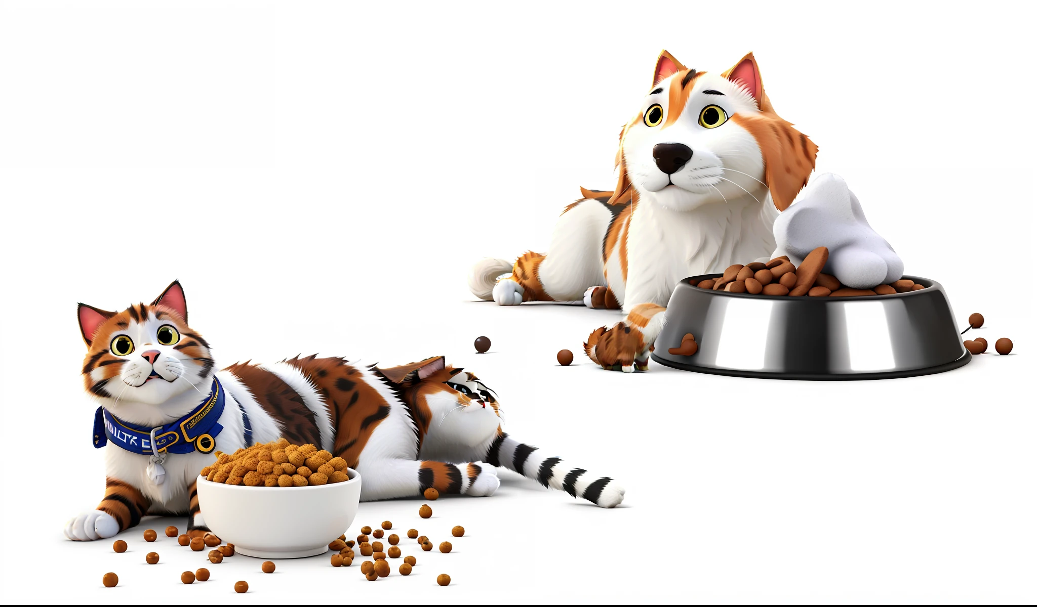 create an image of cats and dogs, in a cheerful way, showing the care for animals