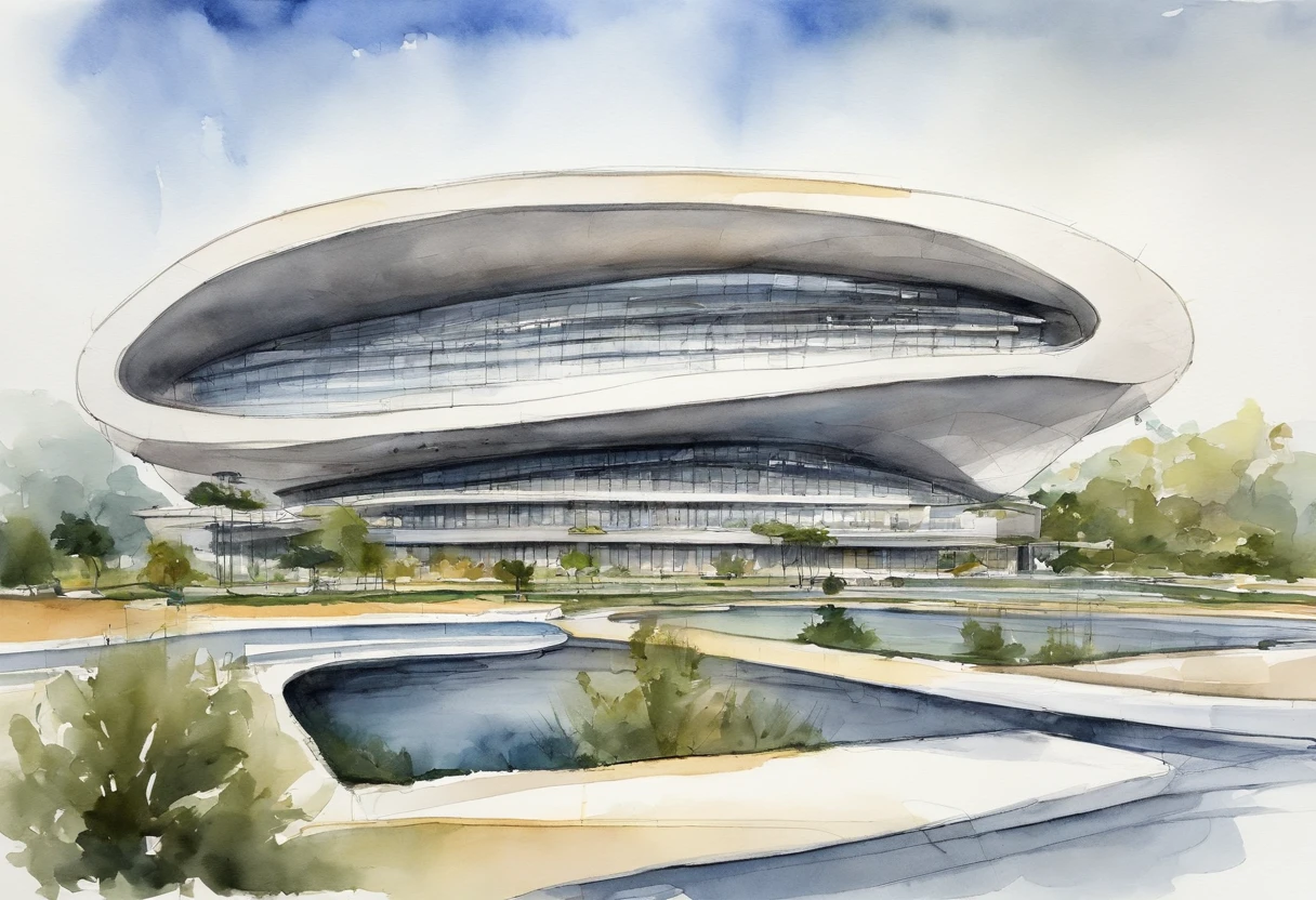 Araffature of dome roof and parking lot building, Cha Shibiao, shenzhen, Inspired by Cha Shibiao, Zaha Hadid style architecture, Zaha Hadid architect style, Zaha Hadid Architecture, huge futuristic building, Hangzhou, turban, Chinese big breasts, zaha hadid building, full view, futuristic sport arena, beijing