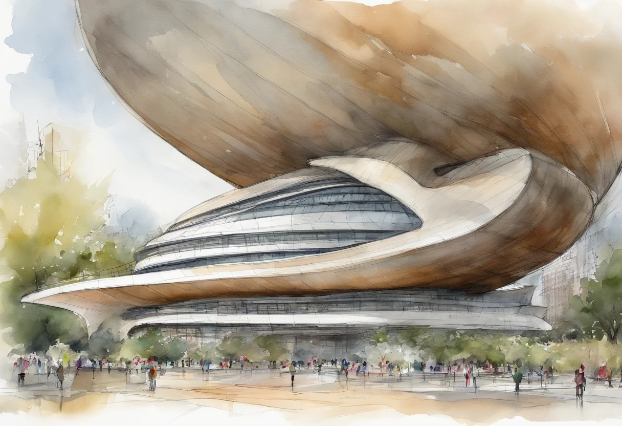 Araffature of building with dome roof and parking lot, Cha Shibiao, shenzhen, Inspired by Cha Shibiao, Zaha Hadid style architecture, Zaha Hadid architect's style, Zaha Hadid Architecture, huge futuristic building, Hangzhou, Baotou, China, zaha hadid building, full view, futuristic sport arena, beijing