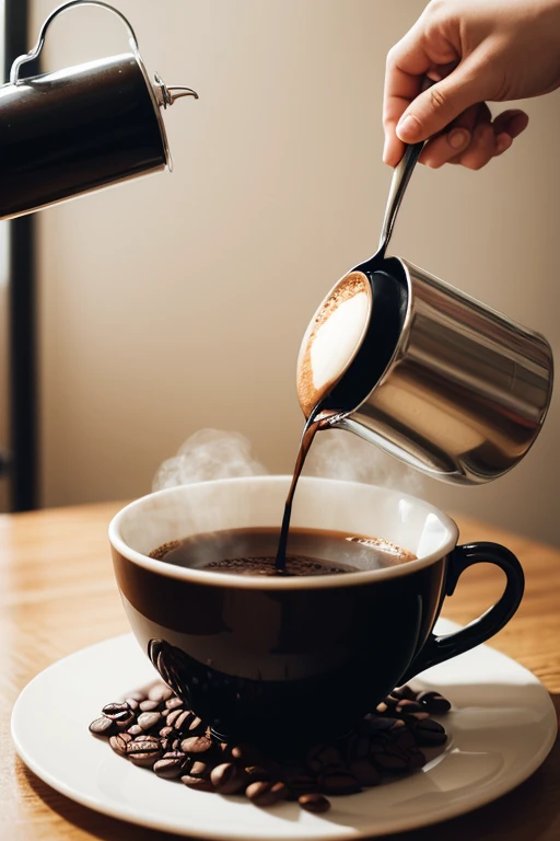 a beautiful cup of coffee being brewed