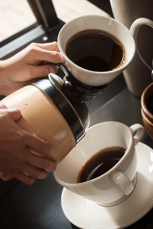 a beautiful cup of coffee being brewed