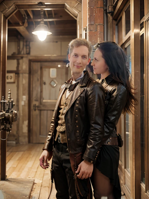 Steampunk digital art boy and girl