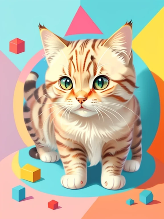 (gato tabby), Munchkin ,Geometric multidimensional wall portrait, livro de arte, Tchibi,
Yang08k, Beautiful, colorido,
Obras, of the highest quality, best quality, arte oficial, Beautiful and Aesthetic,