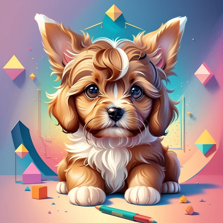 (puppy), Munchkin ,Geometric multidimensional wall portrait, livro de arte, Tchibi,
Yang08k, Beautiful, Colouring,
Obras, of the highest quality, best quality, Arte Oficial, Beautiful and Aesthetic,
