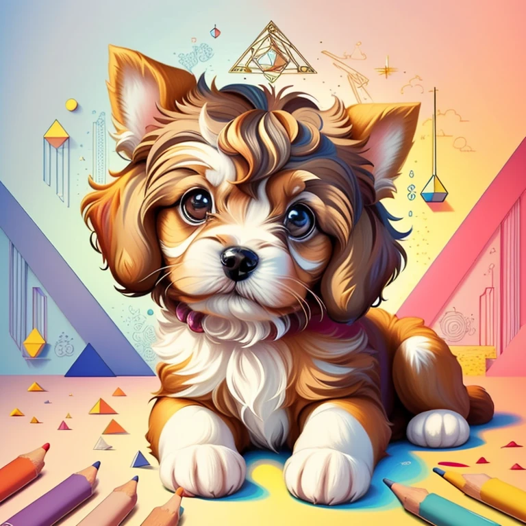 (puppy), Munchkin ,Geometric multidimensional wall portrait, livro de arte, Tchibi,
Yang08k, Beautiful, Colouring,
Obras, of the highest quality, best quality, Arte Oficial, Beautiful and Aesthetic,