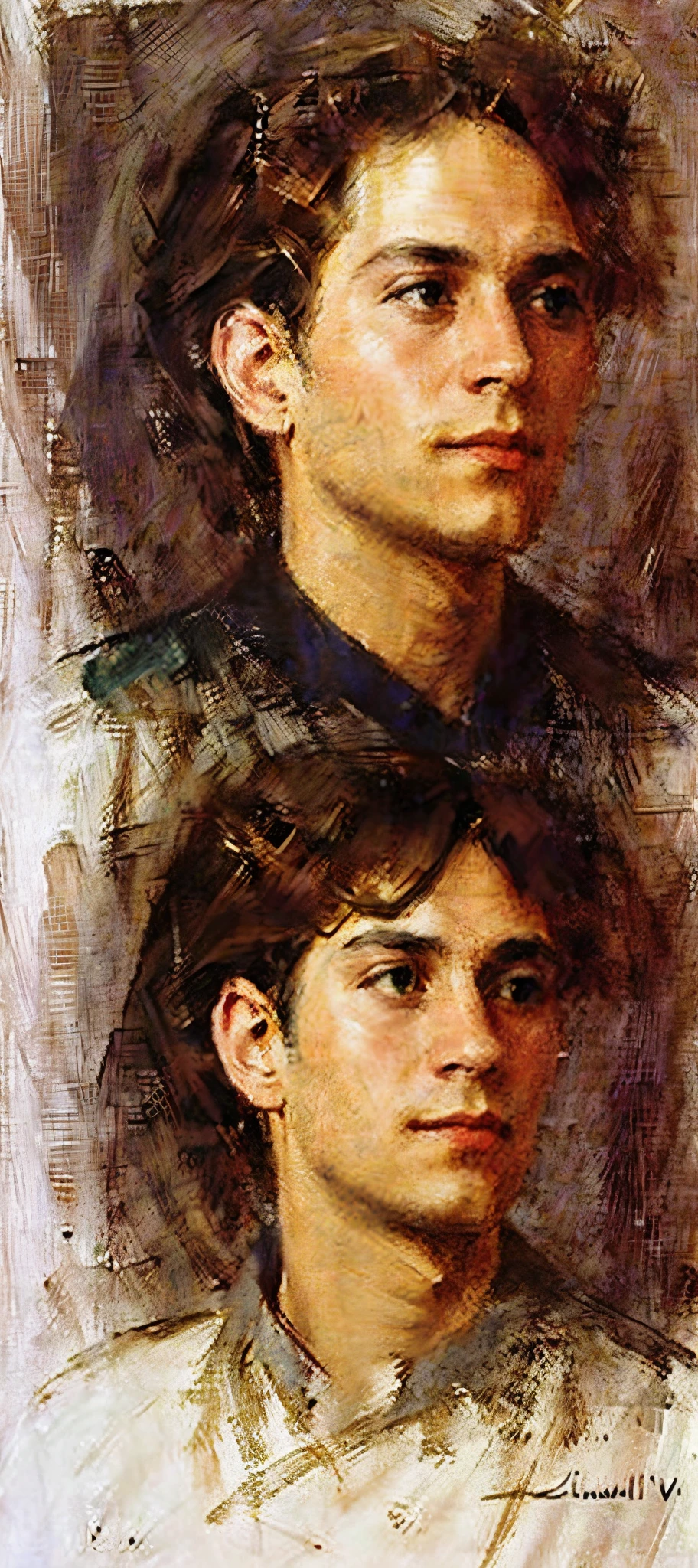 A portrait of a bealtiful man,painting of a handsome man,detailed face,jawline,Willian Levi