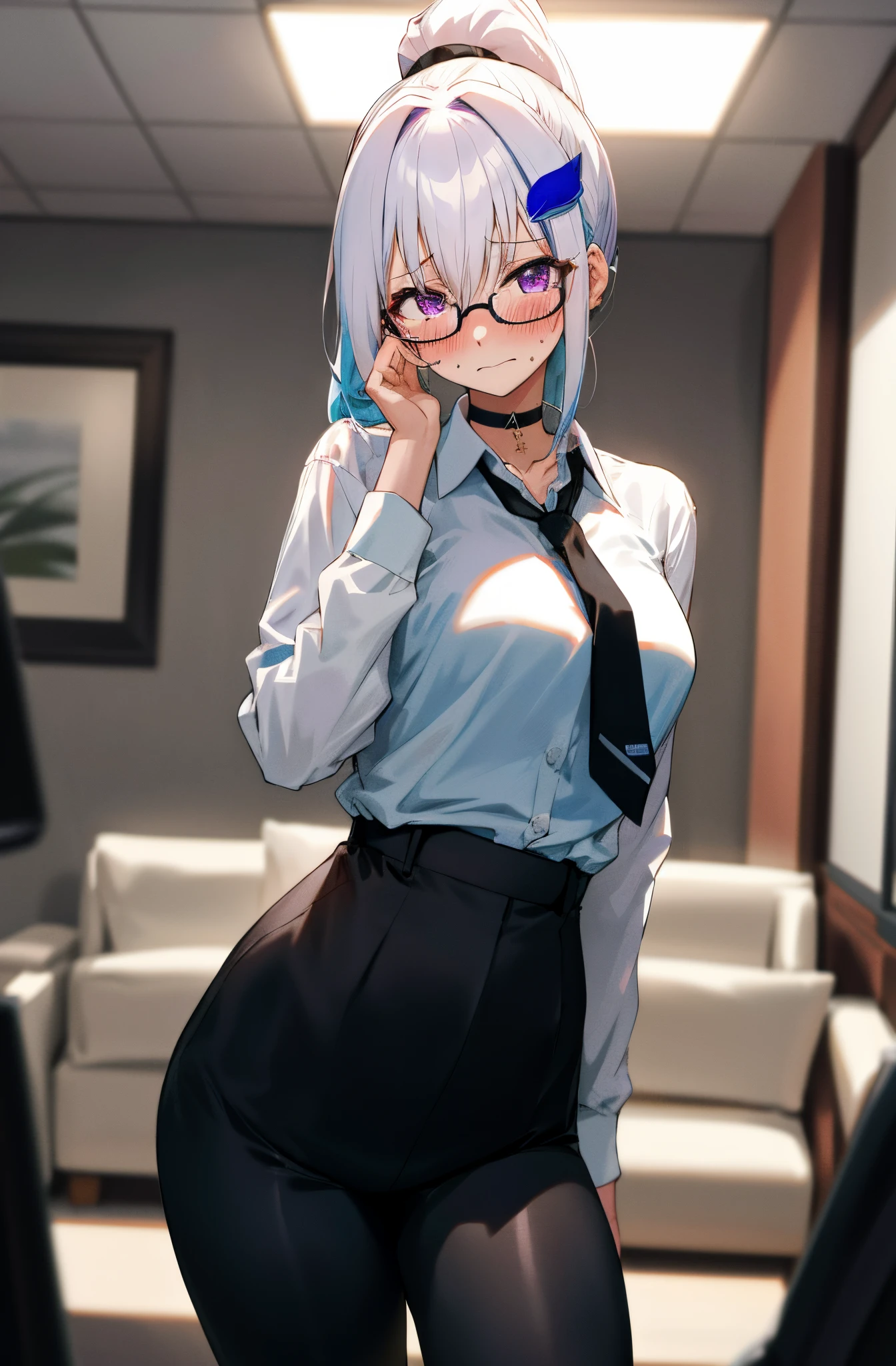 NSFW,(One Girl:1.5),miorine1、miorine rembran、Long Hair、Grey Eyes、Grey Hair、Ahoge,Blue Dress,(Perfect hands),(Perfect Anatomy),(masterpiece),(Highest quality),Embarrassed,blush,(Sexual pleasure:1.7)