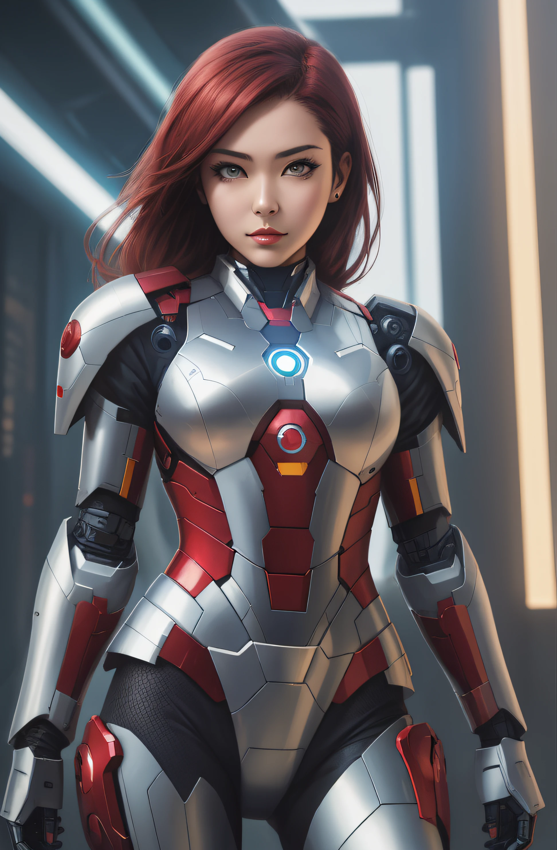 arafed woman in a futuristic suit with a gun in her hand, girl in mecha cyber armor, cyber suit, wearing futuristic armor, cybersuit, diverse cybersuits, sci - fi suit, cyberpunk iron man, inspired by Marek Okon, perfect anime cyborg woman, japanese cyborg, ross tran 8 k, scifi woman, cybersuits, stylish cyborg armor, ESCENERIO HORIZONTAL 4.1.VISTA COMPLETA DE LA MUJER, BOTAS NEGRAS