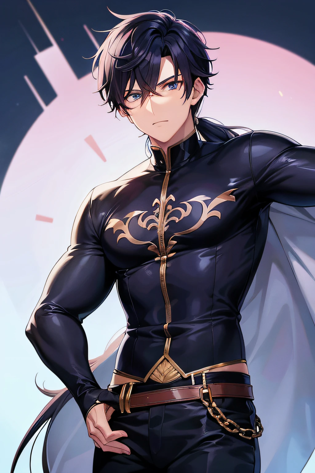 garoto, homem, ruiva forte, blusa preta masculina, estilo anime, cavalo curto, anime, olhos azuis, personagem masculino
