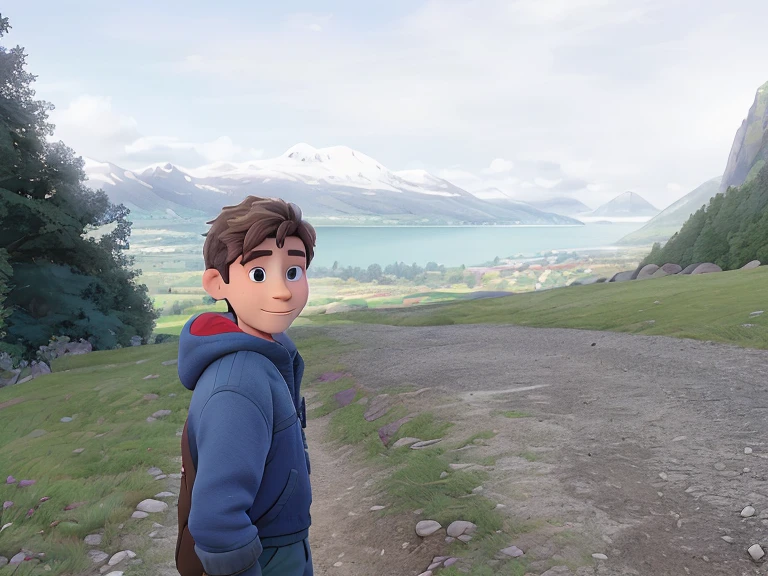 il y a un jeune garçon debout sur un chemin de terre près d&#39;un lac, avec des montagnes en arrière-plan, sur la montagne, belle vue, Lac en arrière-plan, chevreau, Téléchargement de haute qualité, sur une montagne, avec des montagnes en arrière-plan, adrien girod, portrait!!!, Montagne en arrière-plan, Les Alpes sont en arrière-plan, portrait!!!!, Debout près du volcan