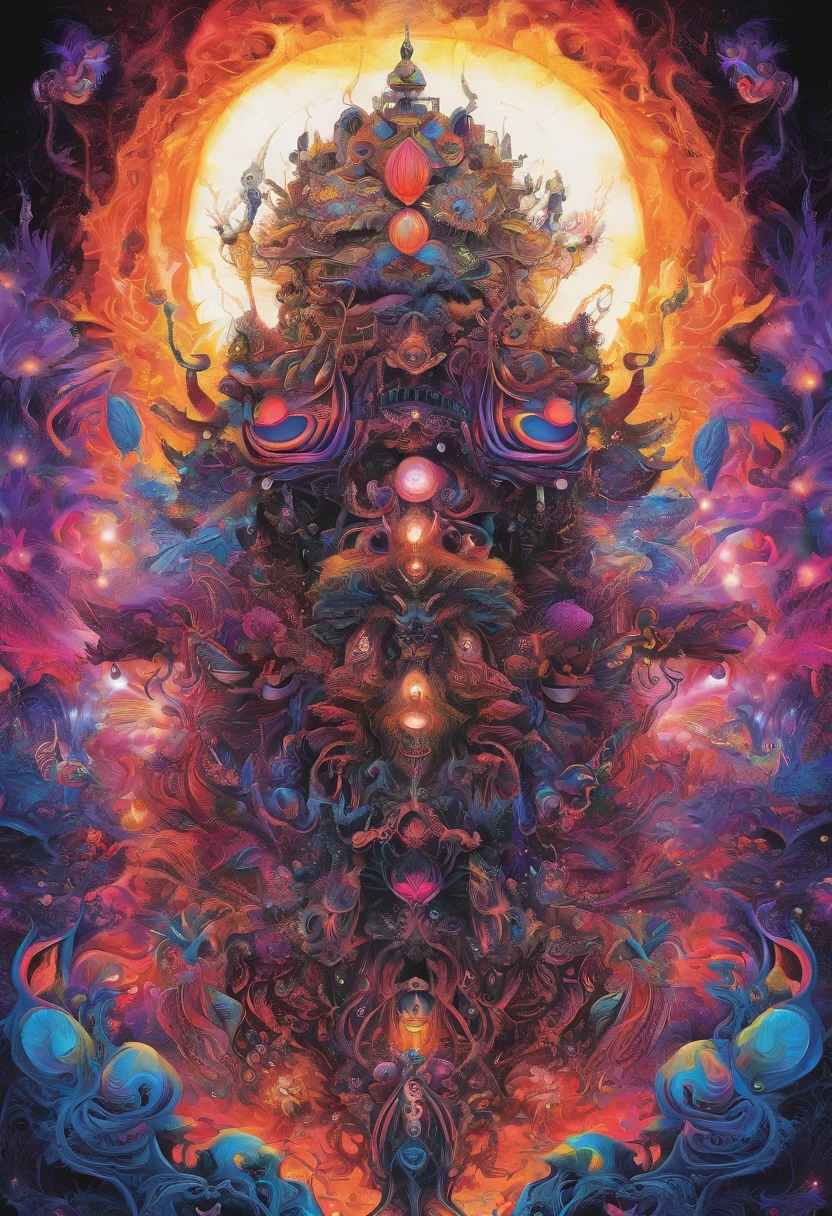 Black light art,Biochemical mech,Thick limbs,high saturated,hight contrast,vivd colour,mysterious hallucination,ultradetailed,ultraclear,hyper-detailing,tmasterpiece,